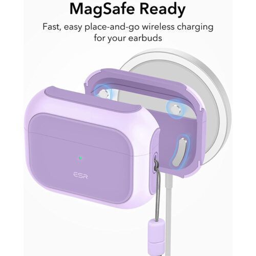 Alternative view of ESR AirPods Pro Orbit Hybrid Case Lavender (MagSafe Compatible)