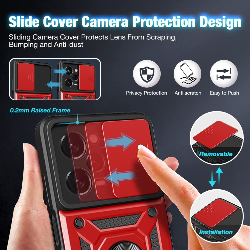 Combo Kickstand Slide Camera Case Red Xiaomi Poco X5 Pro 5G ΘΗΚΕΣ OEM Combo Kickstand Slide Camera Case Red Xiaomi Poco X5 Pro 5G - Image 2
