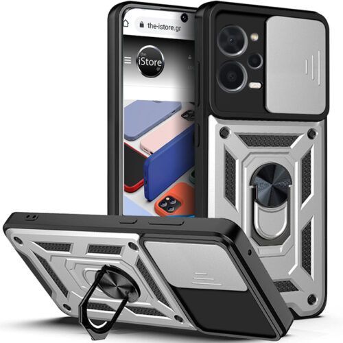 Combo Kickstand Slide Camera Case Silver Xiaomi Redmi Note 12 Pro 5G ΘΗΚΕΣ OEM Combo Kickstand Slide Camera Case Silver Xiaomi Redmi Note 12 Pro 5G