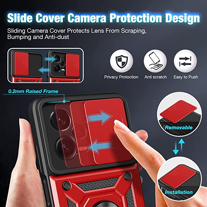 Combo Kickstand Slide Camera Case Red Xiaomi Redmi Note 12 5G ΘΗΚΕΣ OEM Combo Kickstand Slide Camera Case Red Xiaomi Redmi Note 12 5G - Image 2