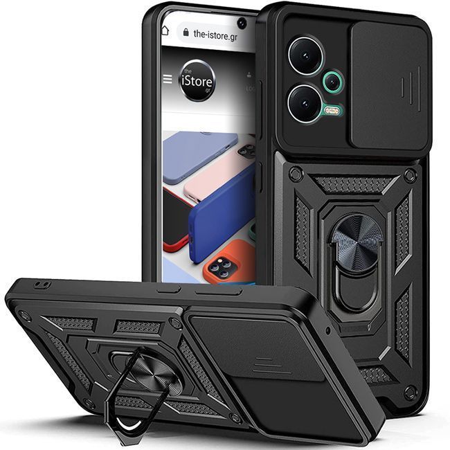 Combo Kickstand Slide Camera Case Black Xiaomi Redmi Note 12 5G ΘΗΚΕΣ OEM Combo Kickstand Slide Camera Case Black Xiaomi Redmi Note 12 5G