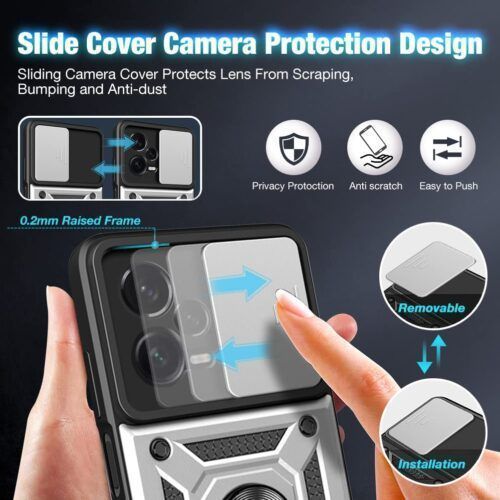 Alternative view of Combo Kickstand Slide Camera Case Silver Xiaomi Redmi Note 12 5G