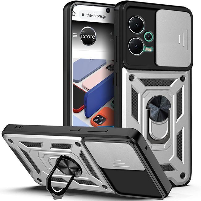 Combo Kickstand Slide Camera Case Silver Xiaomi Redmi Note 12 5G ΘΗΚΕΣ OEM Combo Kickstand Slide Camera Case Silver Xiaomi Redmi Note 12 5G