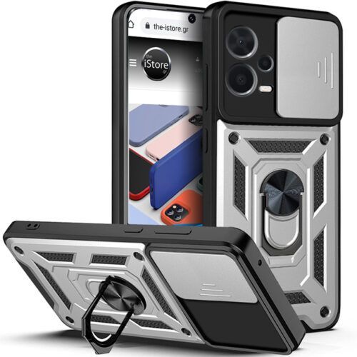 Combo Kickstand Slide Camera Case Silver Xiaomi Redmi Note 12 Pro+ 5G ΘΗΚΕΣ OEM Combo Kickstand Slide Camera Case Silver Xiaomi Redmi Note 12 Pro+ 5G