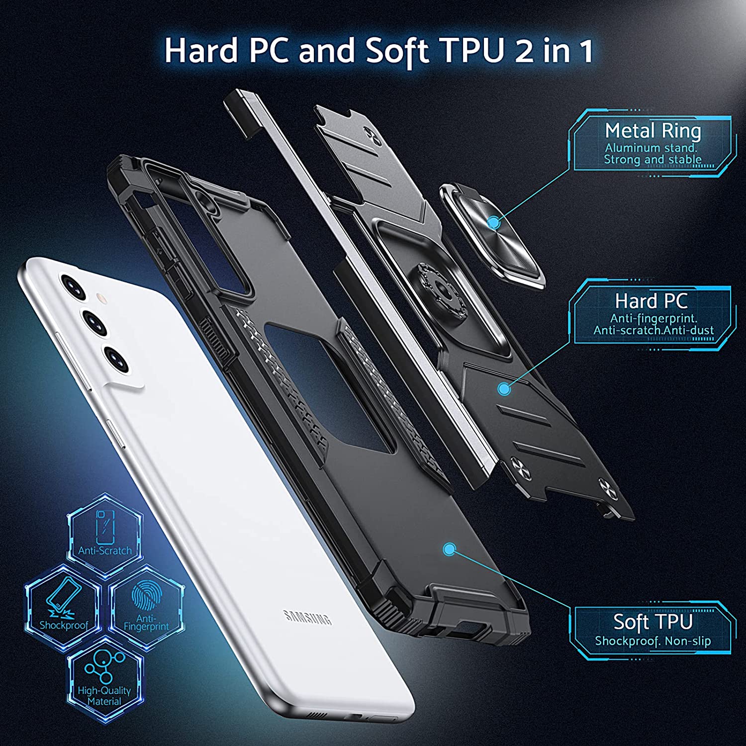 Armor Ringstand Case Silver Samsung Galaxy S21 FE 5G ΘΗΚΕΣ OEM Armor Ringstand Case Silver Samsung Galaxy S21 FE 5G - Image 10