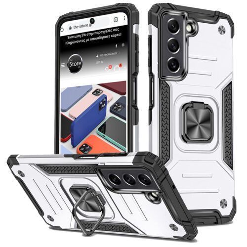Armor Ringstand Case Silver Samsung Galaxy S21 FE 5G ΘΗΚΕΣ OEM Armor Ringstand Case Silver Samsung Galaxy S21 FE 5G