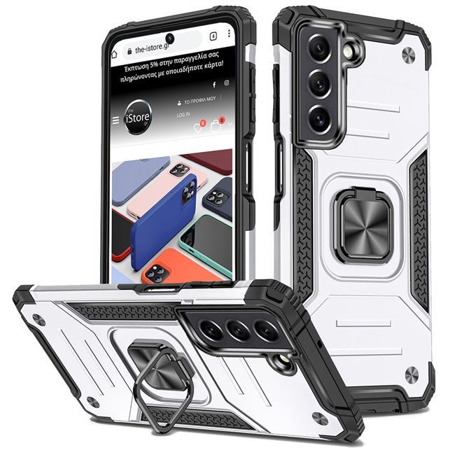 Armor Ringstand Case Silver Samsung Galaxy S21 FE 5G ΘΗΚΕΣ OEM Armor Ringstand Case Silver Samsung Galaxy S21 FE 5G