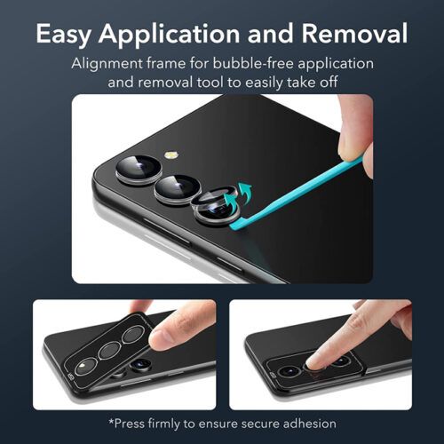 Alternative view of ESR Tempered Glass 9H Camera Lens Black Samsung Galaxy S23 / S23 Plus