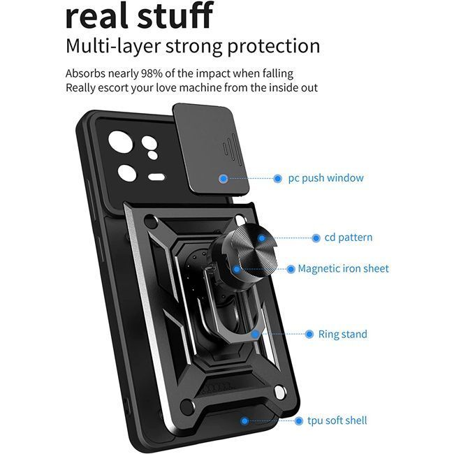 Combo Kickstand Slide Camera Case Black Xiaomi 13 ΘΗΚΕΣ OEM Combo Kickstand Slide Camera Case Black Xiaomi 13 - Image 2