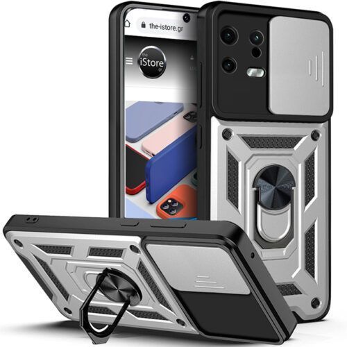 Combo Kickstand Slide Camera Case Silver Xiaomi 13 ΘΗΚΕΣ OEM Combo Kickstand Slide Camera Case Silver Xiaomi 13