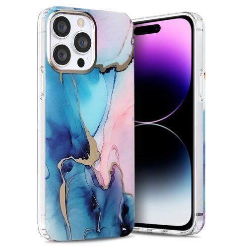 Orso Marble Silicone Case Cyan iPhone 14 Pro