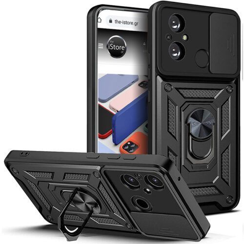 Combo Kickstand Slide Camera Case Black Xiaomi Redmi 12C ΘΗΚΕΣ OEM Combo Kickstand Slide Camera Case Black Xiaomi Redmi 12C