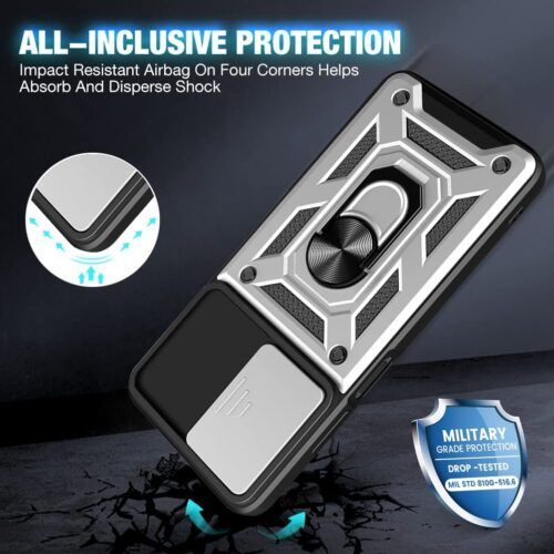 Alternative view of Combo Kickstand Slide Camera Case Silver Xiaomi Redmi Note 12 Pro 5G