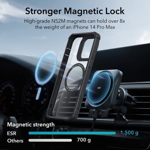 Alternative view of Θήκη ESR Armor Tough with Stash Stand HaloLock Magsafe Clear Black iPhone 15 Pro Max