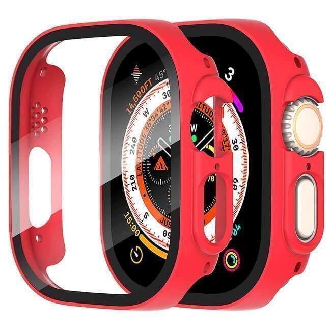 2-in-1 Hard Frame Red + Tempered Glass Apple Watch 49mm APPLE WATCH OEM 2-in-1 Hard Frame Red + Tempered Glass Apple Watch 49mm