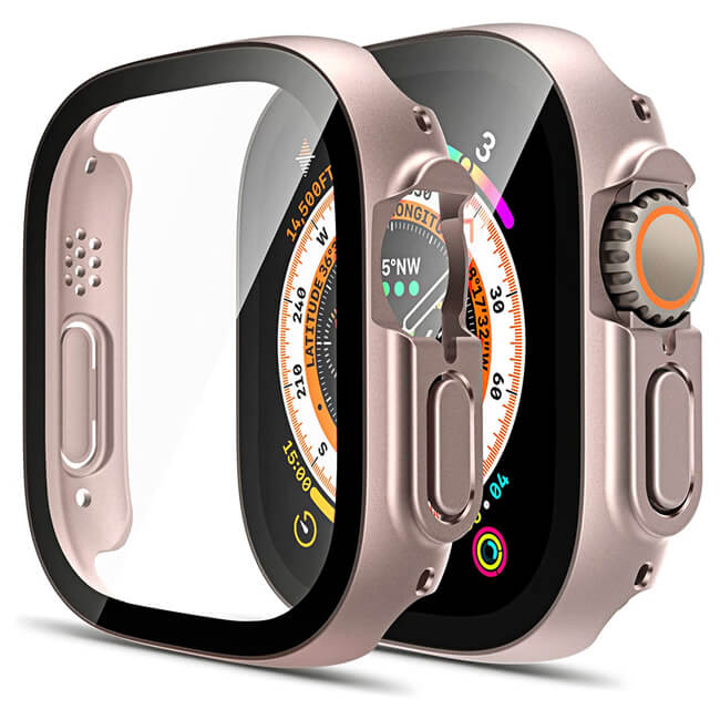 2-in-1 Hard Frame Rose Gold + Tempered Glass Apple Watch 49mm APPLE WATCH OEM 2-in-1 Hard Frame Rose Gold + Tempered Glass Apple Watch 49mm
