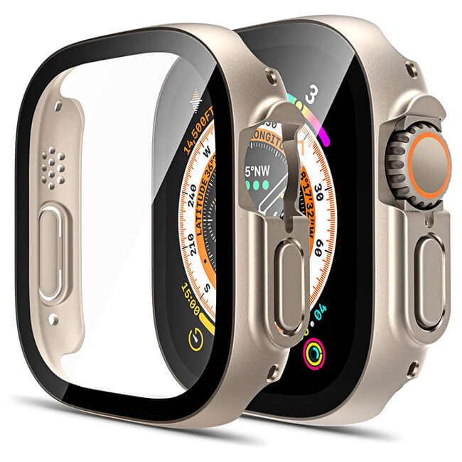 2-in-1 Hard Frame Titanium + Tempered Glass Apple Watch 49mm APPLE WATCH OEM 2-in-1 Hard Frame Titanium + Tempered Glass Apple Watch 49mm