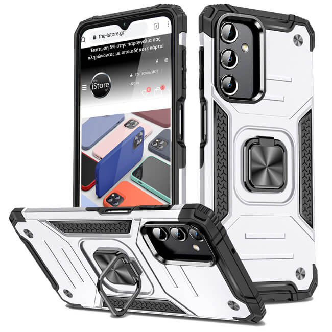 Θήκη Armor Ringstand Silver Samsung Galaxy A14 4G/5G ΘΗΚΕΣ Orso Θήκη Armor Ringstand Silver Samsung Galaxy A14 4G/5G