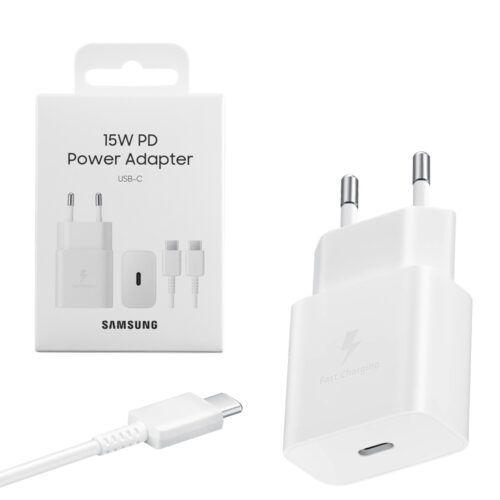 Samsung Fast Travel Φορτιστής 15W USB με Καλώδιο Type-C to Type-C White