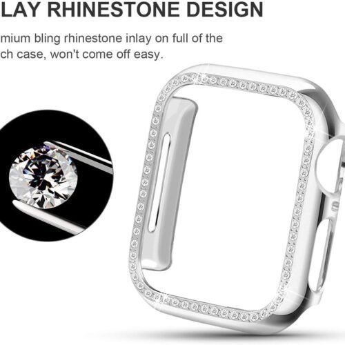 Alternative view of Θήκη Hard Diamonds Silver Apple Watch 45mm