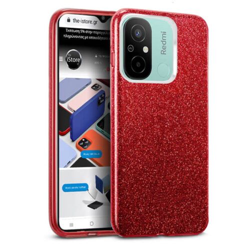 Θήκη Hybrid Strass Red Xiaomi Redmi 12C ΘΗΚΕΣ OEM Θήκη Hybrid Strass Red Xiaomi Redmi 12C