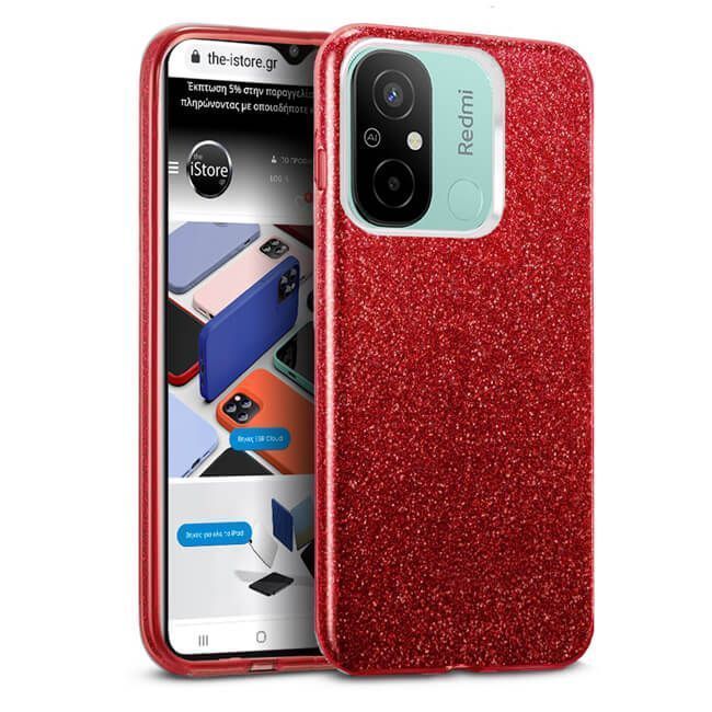 Θήκη Hybrid Strass Red Xiaomi Redmi 12C ΘΗΚΕΣ OEM Θήκη Hybrid Strass Red Xiaomi Redmi 12C