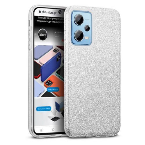 Θήκη Hybrid Strass Silver Xiaomi Redmi Note 12 4G ΘΗΚΕΣ OEM Θήκη Hybrid Strass Silver Xiaomi Redmi Note 12 4G