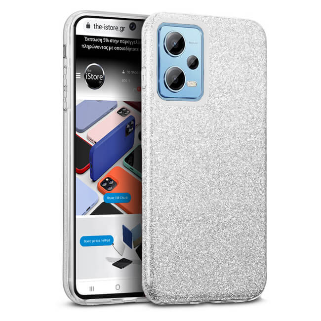 Θήκη Hybrid Strass Silver Xiaomi Redmi Note 12 Pro 5G ΘΗΚΕΣ OEM Θήκη Hybrid Strass Silver Xiaomi Redmi Note 12 Pro 5G