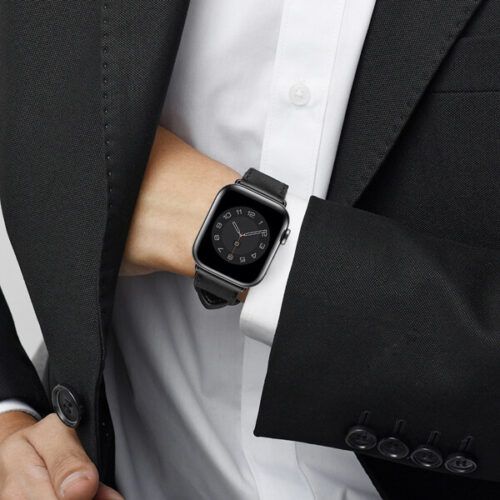 Alternative view of WiWU Attelage Genuine Leather Band Apple Watch 44/45/46/49mm Black