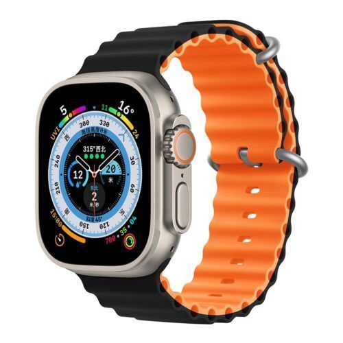 Orso Deluxe Sport Silicone Black/Orange Λουράκι Apple Watch 44/45/46/49mm