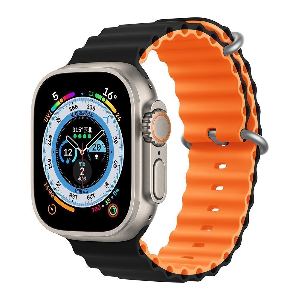 Orso Deluxe Sport Silicone Black/Orange Λουράκι Apple Watch 44/45/46/49mm APPLE WATCH Orso Orso Deluxe Sport Silicone Black/Orange Λουράκι Apple Watch 44/45/46/49mm