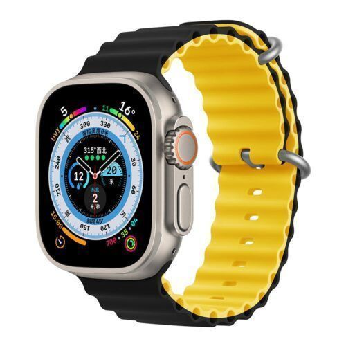 Orso Deluxe Sport Silicone Black/Yellow Λουράκι Apple Watch 44/45/46/49mm