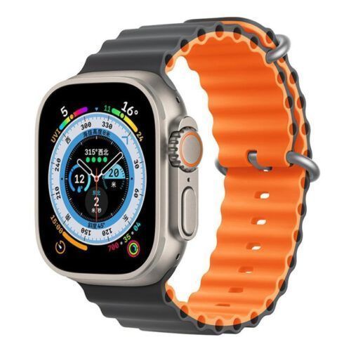 Orso Deluxe Sport Silicone Grey/Orange Λουράκι Apple Watch 44/45/46/49mm