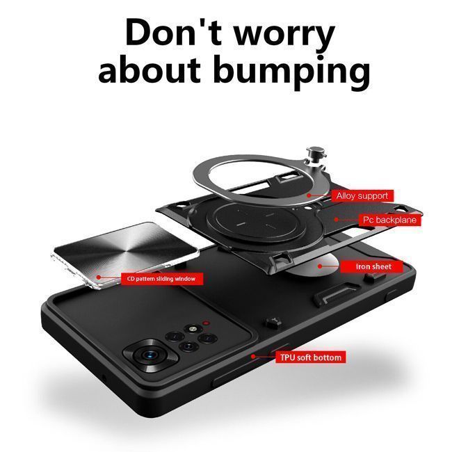Θήκη Shockproof Ringstand Slide Camera Black Xiaomi Redmi Note 12 5G ΘΗΚΕΣ Orso Θήκη Shockproof Ringstand Slide Camera Black Xiaomi Redmi Note 12 5G - Image 2