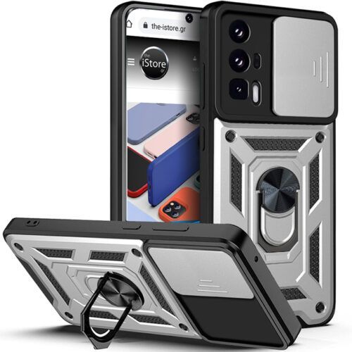 Θήκη Orso Combo Kickstand Slide Camera Silver Poco F5 Pro 5G