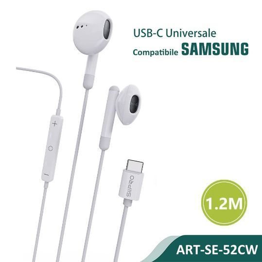 Siipro Earphone USB-C with Microphone White (SE-52CW) ΑΚΟΥΣΤΙΚΑ-BLUETOOTH SIIPRO Siipro Earphone USB-C with Microphone White (SE-52CW)