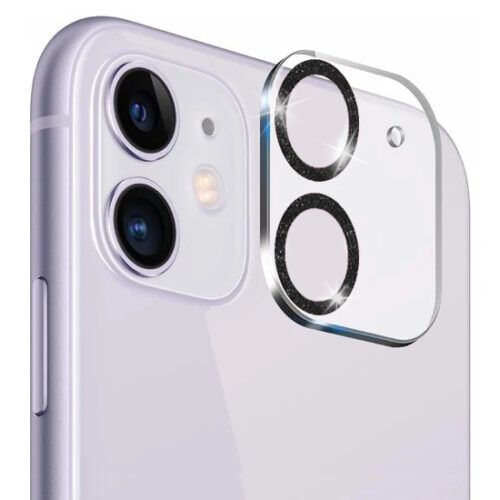 Glitter Full Cover 9H Camera Glass iPhone 11 Clear Black