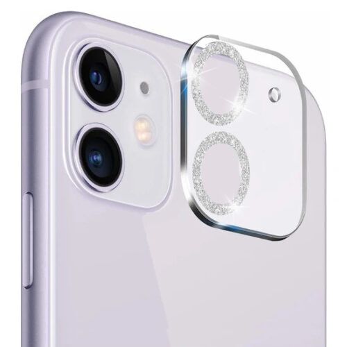 Glitter Full Cover 9H Camera Glass iPhone 11 Clear Silver