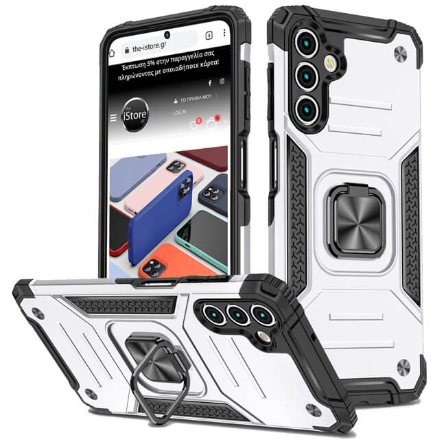Θήκη Orso Armor Ringstand Silver Samsung Galaxy S23 FE 5G ΘΗΚΕΣ Orso Θήκη Orso Armor Ringstand Silver Samsung Galaxy S23 FE 5G