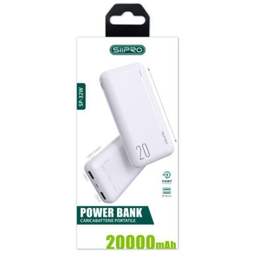 Alternative view of Siipro 1x PD USB-C 2x USB PowerBank 20000mAh White (SP-32W)