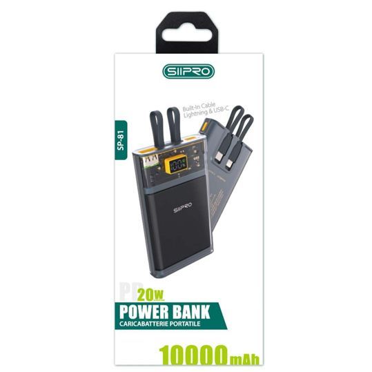 Siipro Built-In Cable PowerBank 10000mAh 20W Black (SP-81) POWER BANKS SIIPRO Siipro Built-In Cable PowerBank 10000mAh 20W Black (SP-81) - Image 2