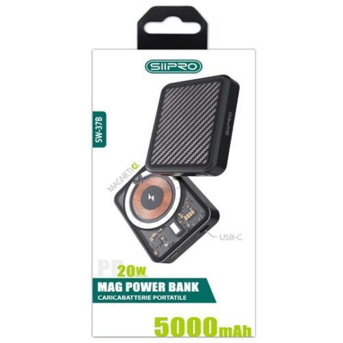Alternative view of Siipro Magnetic MagSafe PowerBank 5000mAh Carbon Black 20W (SW-37B)