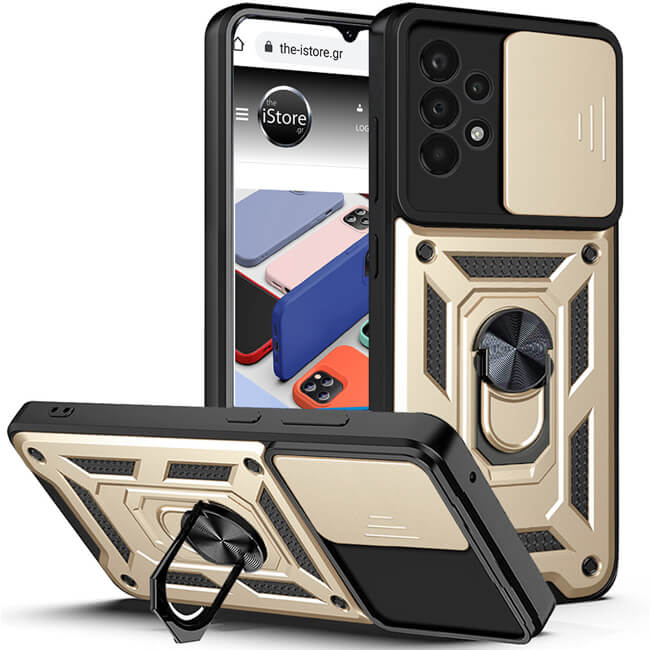Θήκη Orso Combo Kickstand Slide Camera Gold Samsung Galaxy A13 ΘΗΚΕΣ OEM Θήκη Orso Combo Kickstand Slide Camera Gold Samsung Galaxy A13