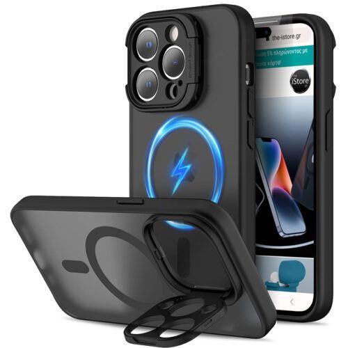 Θήκη Orso Hybrid Camera Protection Stand MagSafe Frosted Black iPhone 14 Pro STOCK OFFERS Orso Θήκη Orso Hybrid Camera Protection Stand MagSafe Frosted Black iPhone 14 Pro
