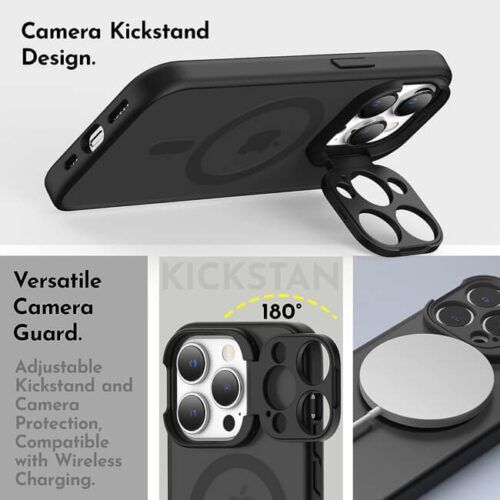 Alternative view of Θήκη Orso Hybrid Camera Protection Stand MagSafe Frosted Black iPhone 14 Pro