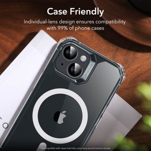 Alternative view of ESR Armorite Tempered Glass Camera Lens Black iPhone 15 /15 Plus