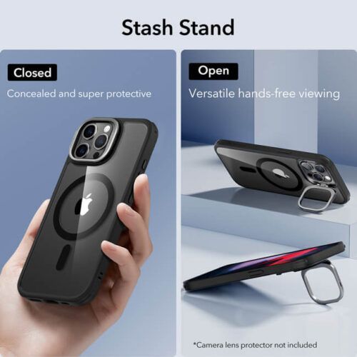 Alternative view of Θήκη ESR Classic Hybrid with Stash Stand HaloLock MagSafe Clear Black iPhone 15 Pro