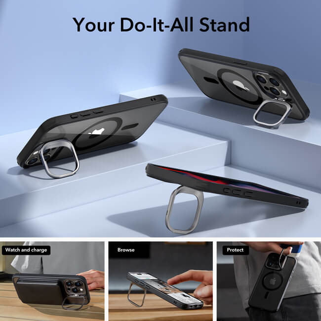 Θήκη ESR Classic Hybrid with Stash Stand HaloLock MagSafe Clear Black iPhone 15 Pro ΘΗΚΕΣ ESR Θήκη ESR Classic Hybrid with Stash Stand HaloLock MagSafe Clear Black iPhone 15 Pro - Image 7