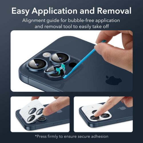 Alternative view of ESR Armorite Tempered Glass Camera Lens Blue iPhone 15 Pro/15 Pro Max/16 Pro/16 Pro Max