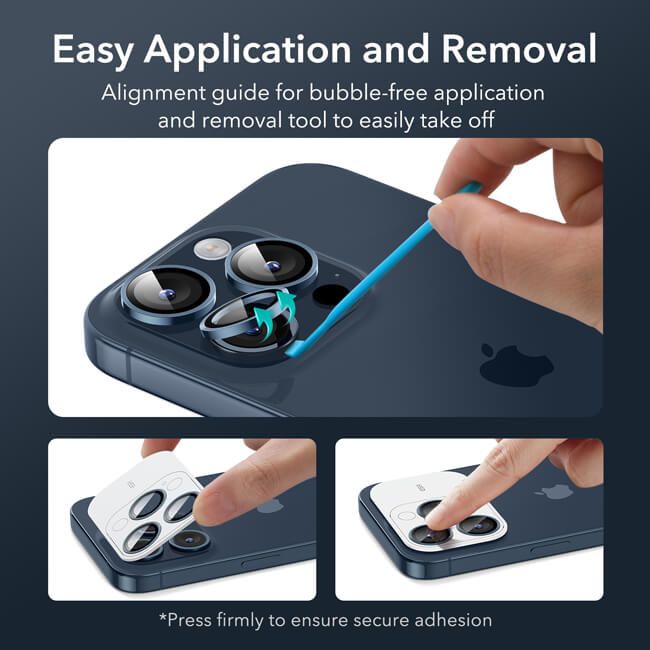 ESR Armorite Tempered Glass Camera Lens Blue iPhone 15 Pro/15 Pro Max/16 Pro/16 Pro Max ΠΡΟΣΤΑΣΙΑ ΟΘΟΝΗΣ ESR ESR Armorite Tempered Glass Camera Lens Blue iPhone 15 Pro/15 Pro Max/16 Pro/16 Pro Max - Image 2